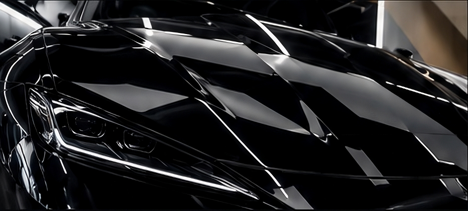 Carro negro con acabado brillante